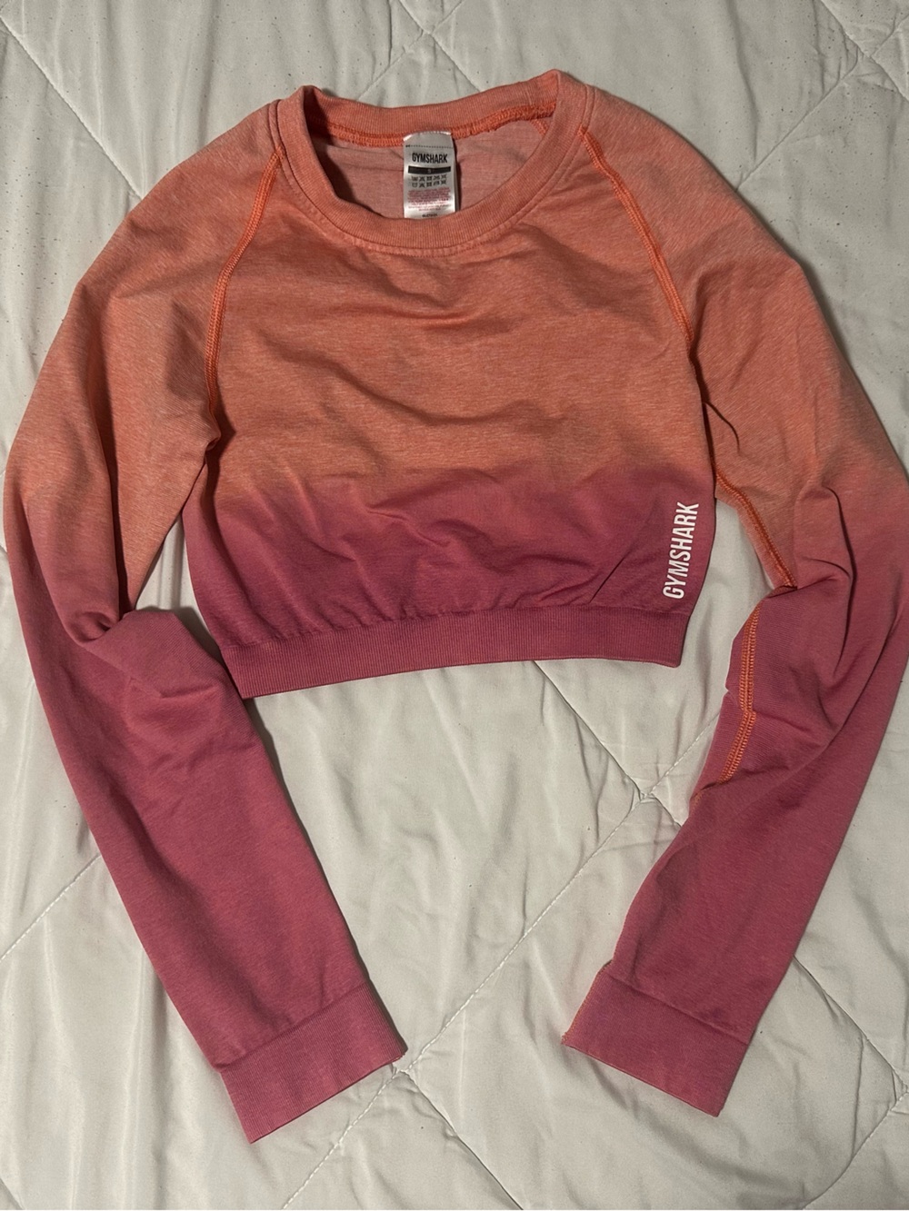 Gymshark Ombre Coral to Rose Long Sleeve Crop Top